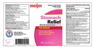 Meijer Stomach Relief Bismuth Subsalicylate Original Flavor Regular Strength (302 88 Stomach Relief Image)